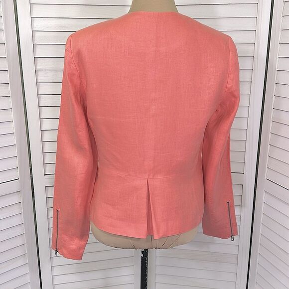 BR Linen Peplum Jacket Elegant Coral Size 8 NWOT - Picture 7 of 11